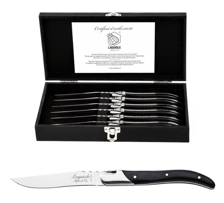 LAGUIOLE SDV-300046 Luxury - steakové nože 6 ks, rukoväť čierny eben